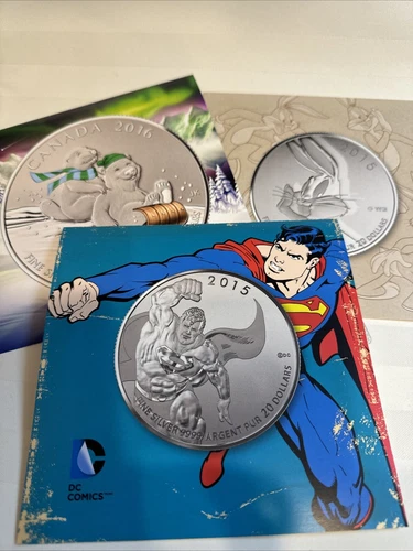 2015 & 2016 DC Superman Bugs Bunny And Sleigh Ride (set Of 3) 1/4 Oz Silver Each