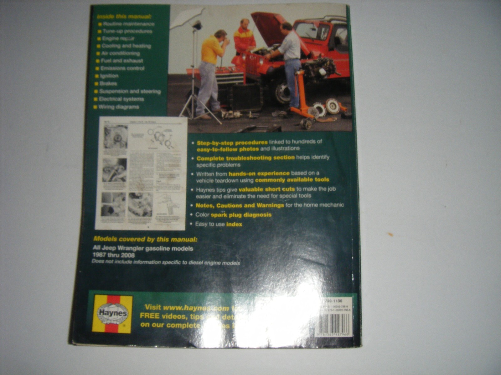 Haynes Repair Manual Jeep Wrangler 1987 thru 2008 All Models 50030 W