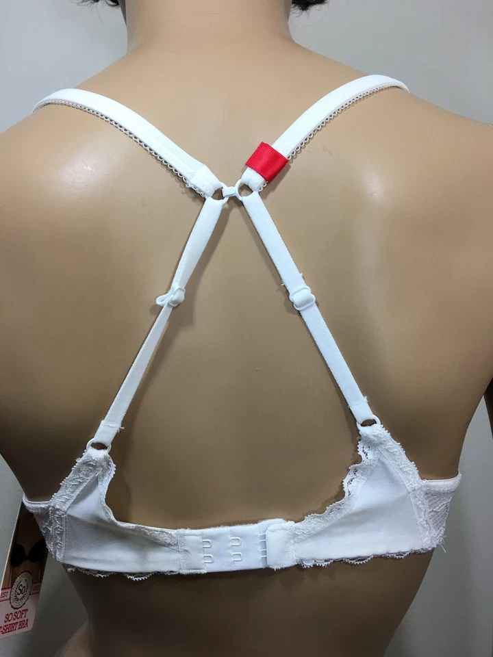 SO Bra Soft Light PushbConvertible T-Shirt Lace 100 New White ZG53B001Z Sz.34B - Image 4 of 4
