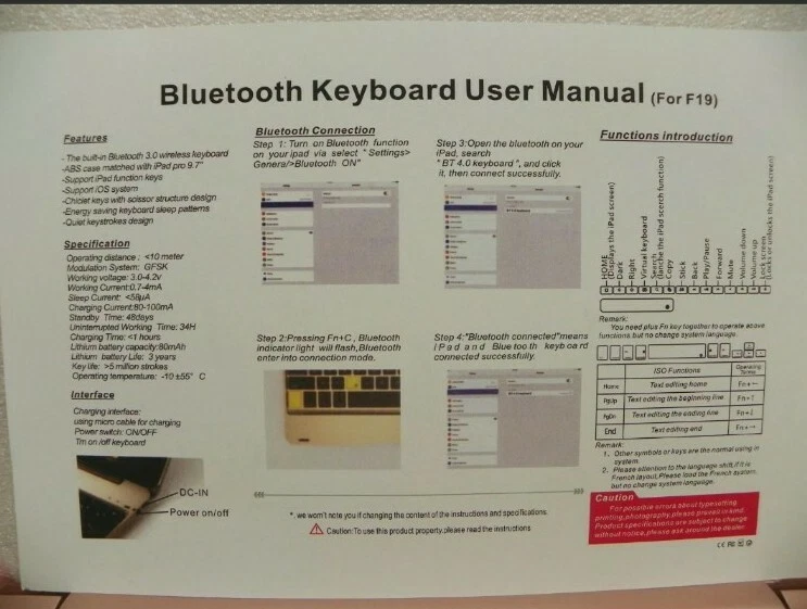 Cover & Keyboard F19/F19B for iPad Air/Air 2/Pro 9.7 Rose Gold Free Shipping - Image 3 of 4