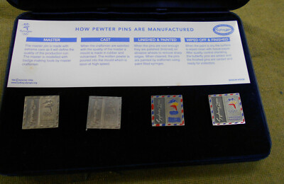 #D125.    BOXED SYDNEY 2000 OLYMPIC PIN SET - HOW PEWTER PINS ARE MANUFACTURED