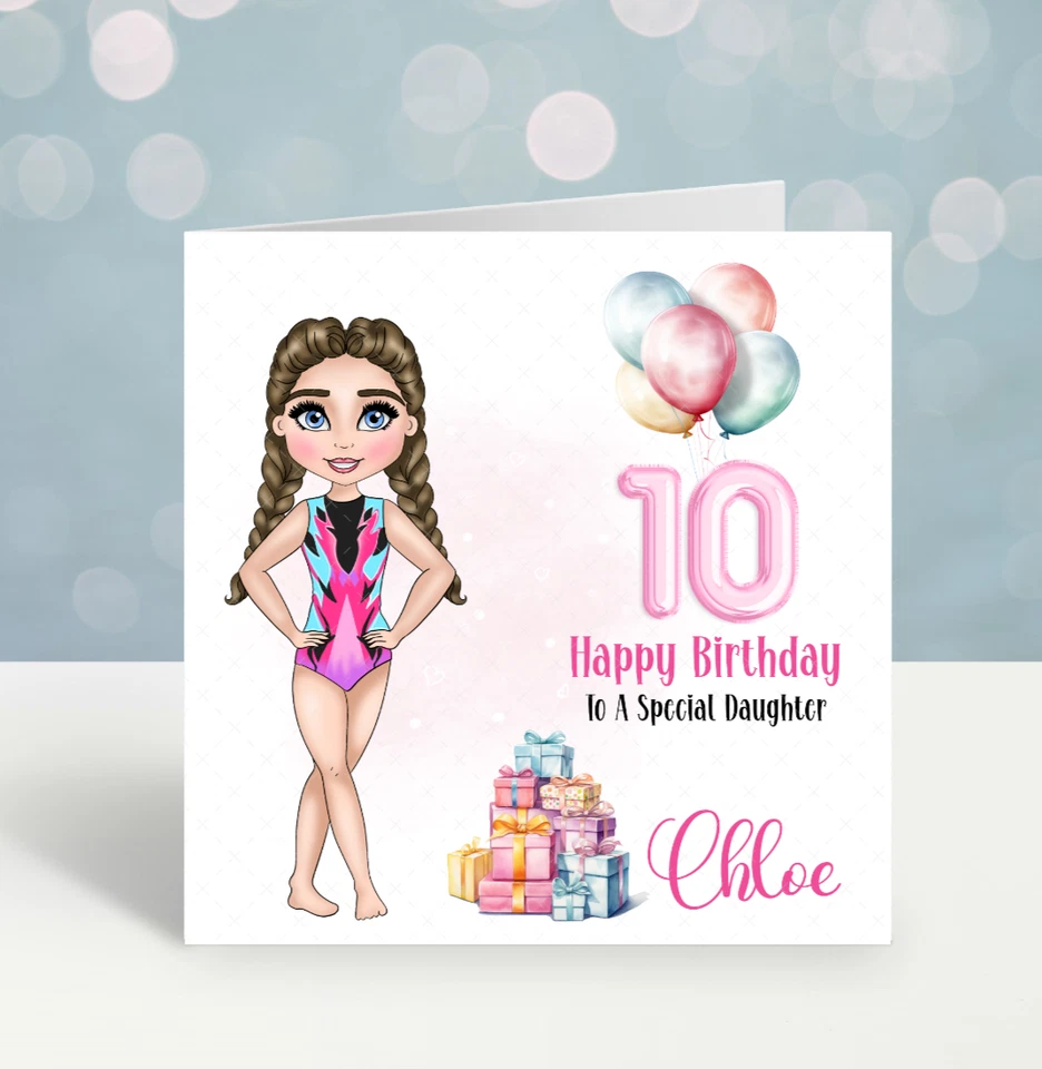Girls Gymnastics Birthday Card Gymnast Daughter Childrens Niece Friend Sister - Image 4 of 4
