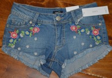 Women's Rue 21 Flower Cutoff Denim Shorties Shorts 0,1/2,5/6, 9/10, 13/14, 15/16