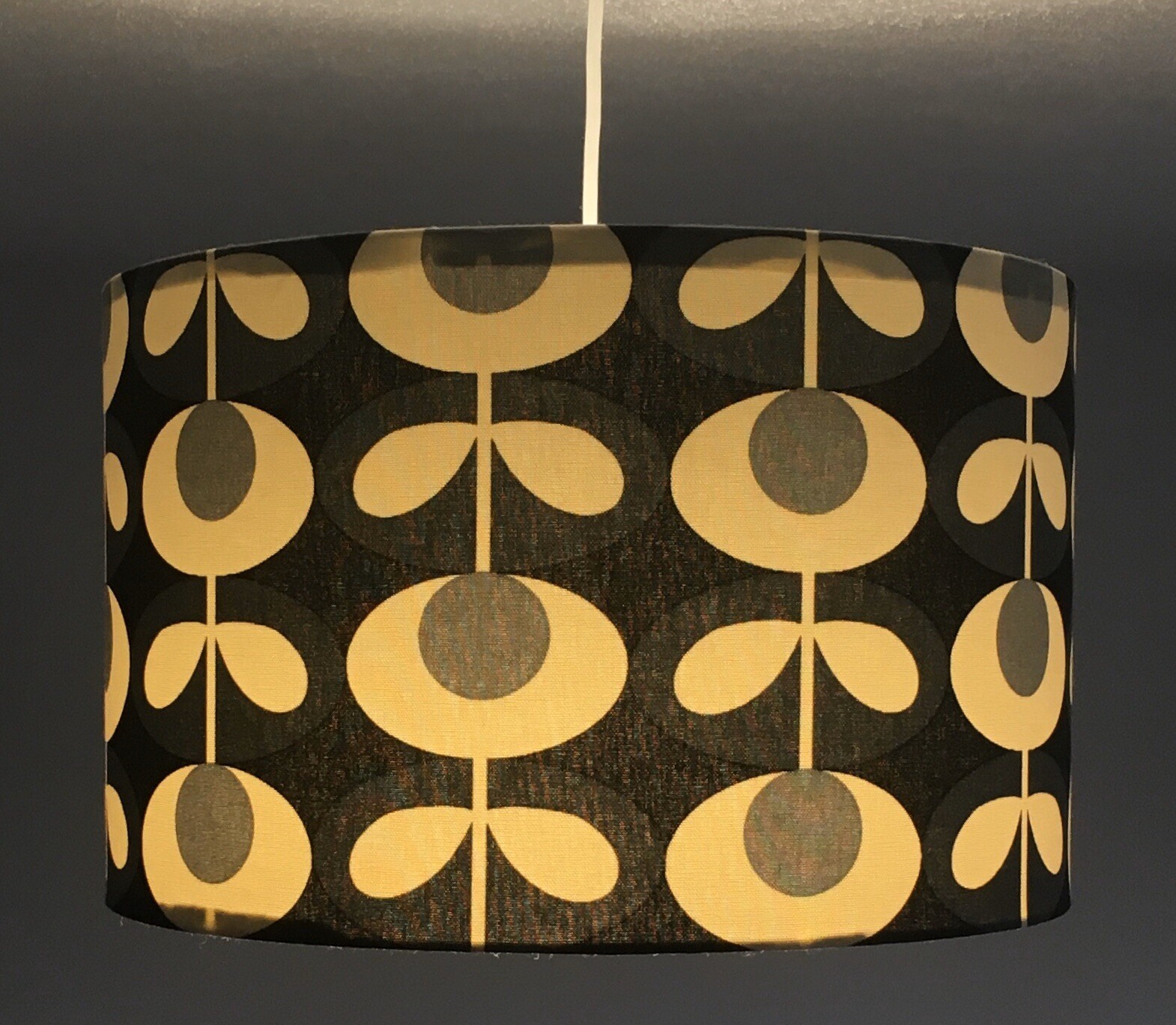 Orla Kiely Lampshade Grey Cream Oval Flower Ceiling Pendant Table Lamp