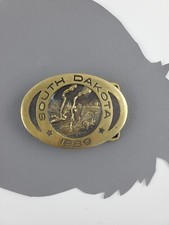 South Dakota 1889 Belt Buckle Solid Brass Registered Collection Heritage Mint