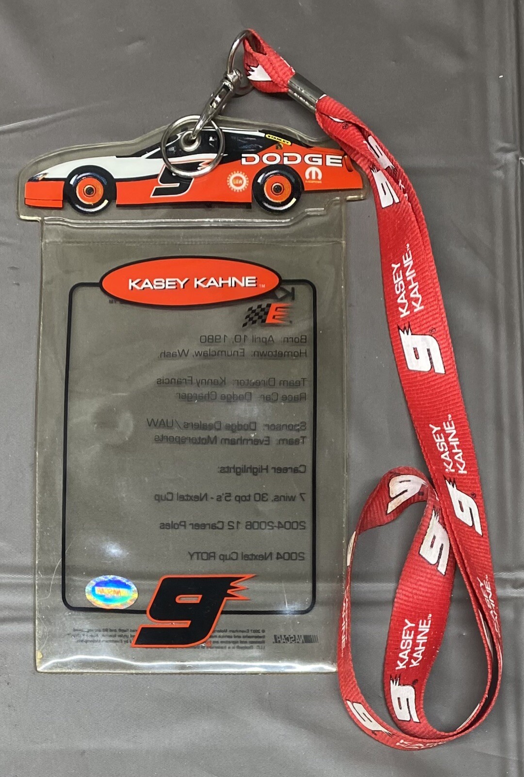 Kasey Kahne #9 Dodge Dealers NASCAR Lanyard Keyring Ticket Holder