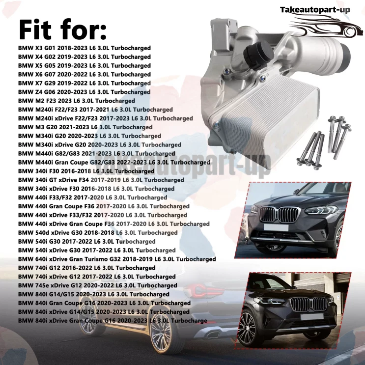Engine Cooler Oil Filter Housing for BMW X6 X5 X4 X3 2018-2023 L6 3.0L New - Image 3 of 4