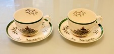 Set of 2 Spode Christmas Tree Tea Cups and Saucers England