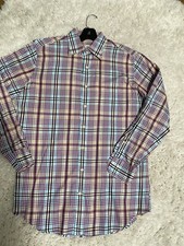 Peter Millar Men  s Sz M Long Sleeve Button Down Shirt Purple Plaid Mint Cond 