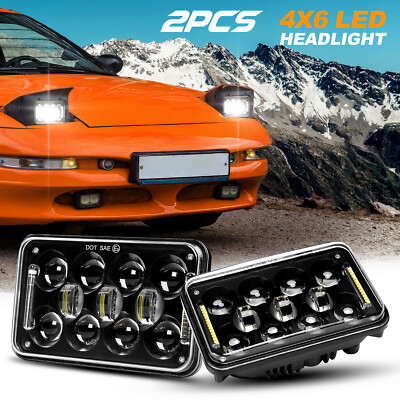 2PC 4x6'' LED Headlights Halo Angel Eyes Hi-Lo Sealed For Ford Probe LTD LTL9000