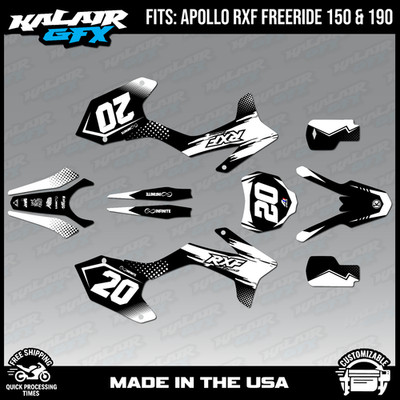 Graphics Kit for Apollo RXF Freeride 150 190 Spear Series - White