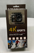 4K Sports 4K WiFi Action Camera 18MP 2in Screen Water-Resistant USB Black