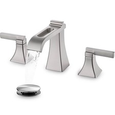 Brushed Nickel Bathroom Faucet 3 Hole, Brass Waterfall 8 Inch Widespread Bath...