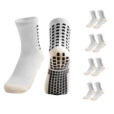 Youth Soccer Grip Socks for Better Traction, 4 Pairs One Size White