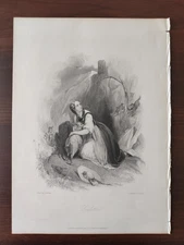 ANTIQUE ORIGINAL B/W ENGRAVING-FINDEN'S TABLEAUX-ZULETTE-1846