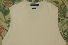 Vtg Polo RALPH LAUREN Ivory Textured Cotton Silk Sweater Vest Large