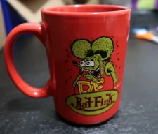 Ed Big Daddy Roth Large Coffee 16Oz Mug Red RAT FINK 4.5" Tall Great Condition