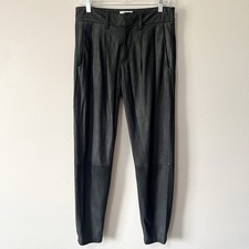 Helmut Lang Genuine Lamb Leather Black Pleated Tapered Pant Size 4 Pockets
