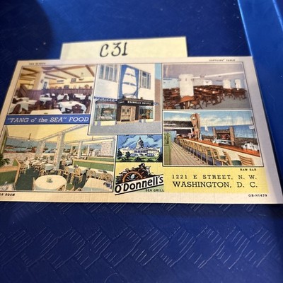 O'DONNELLS SEA GRILL Washington D.C. Vintage Postcard C31