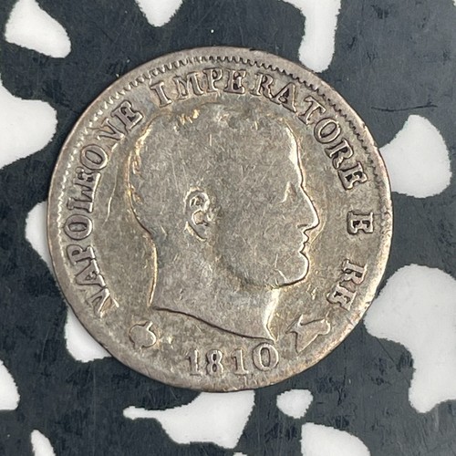 1810-M Italy Kingdom of Napoleon 5 Soldi Lot#F6794 Silver!