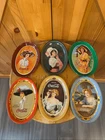 Vintage Victorian Collectible Coca Cola Mini Tin Oval Trays Made in Hong Kong 6"