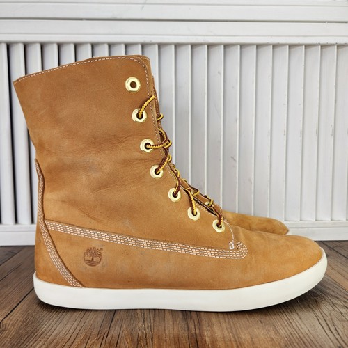 Timberland Earthkeepers Roll Top Boots Womens 9 Wheat Nubuck Fleece Collar 8643A