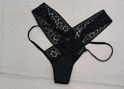 Women's Sexy Black Thong Underwear Small (2) Sheer New No Tags