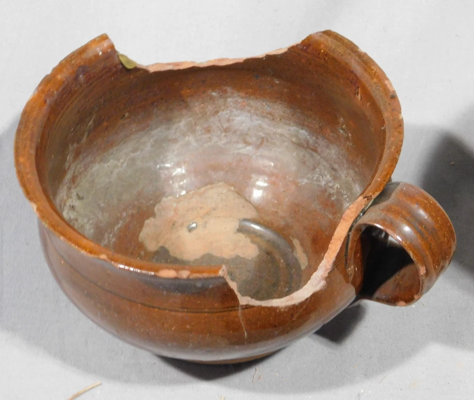 Antiguo plato de colección redware taza jarra siglo XVIII siglo XIX como es americano temprano Foto 3 de 4