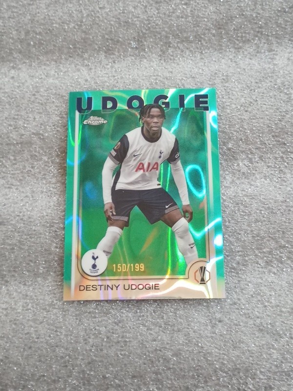 Destiny Udogie 2024-25 Topps Chrome UEFA Champions League Aqua Lava /199 #71