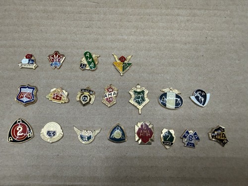 Lot of 19 American Motorcycle Association Membership Year Pins AMA