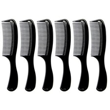  6 Pack 8 inch Black Styling Essentials Round Handle Comb Pocket