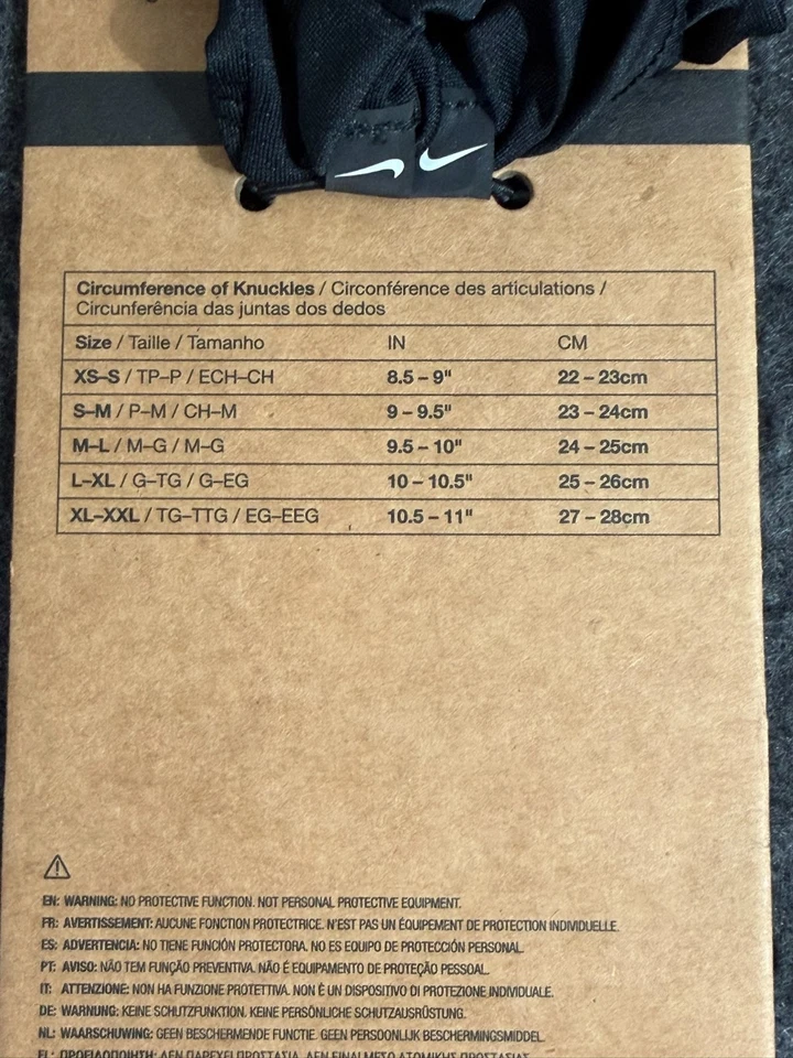 Nike Pacer Liner Lightweight Gloves Dri-Fit Unisex L / XL Running Black / Silver - Image 3 of 3