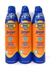 Lot of 3!! Banana Boat Sport Ultra Spray SPF 30 - 9.5 oz (269 g) Exp 2027+