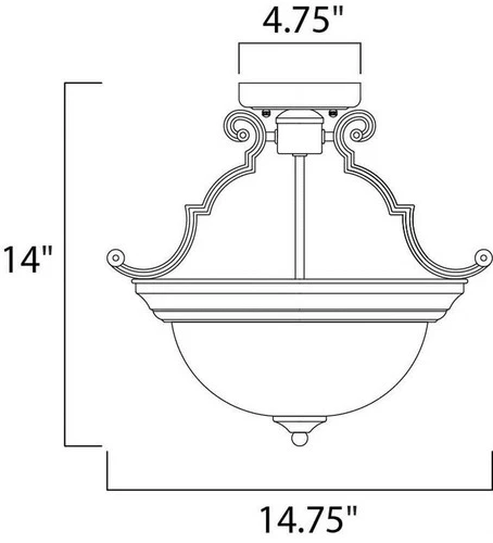 Maxim Essentials 584X 2 Light 14.75 Inch Wide Semi Flush Mount with Oil Rubbe... - Picture 2 of 5