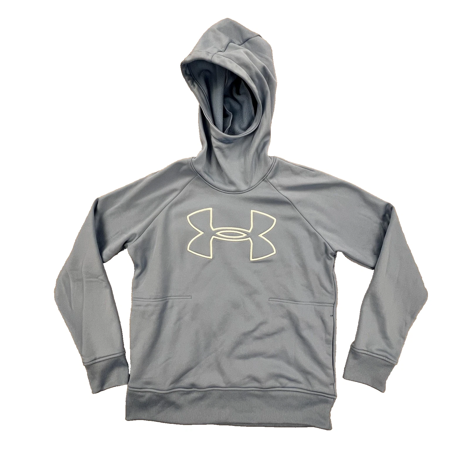 Under Armour Hoodie Mens Medium Blue ColdGear Pullover Sweatshirt Big Logo