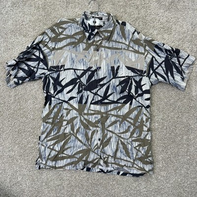 Tori Richard Button Down Shirt Mens Medium Blue Bamboo Tropical Tencel Aloha