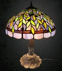 Gorgeous Vintage DALE TIFFANY Table Lamp Stained Glass Leaf and Vines H 22"