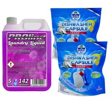 PROline Summer Rainbow 5L Laundry Liquid and 100 WOW Dishwasher Pods