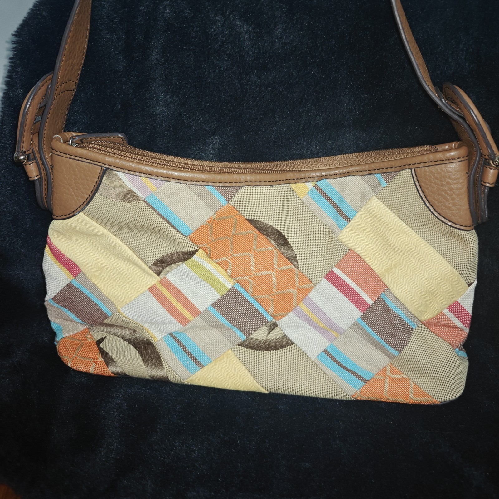Etienne Aigner Patchwork Canvas Leather Trim  Mul… - image 3