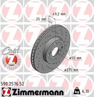 2X Bremsscheibe Zimmermann 590.2576.52 2 Bremsscheiben Vorderachse Vorne