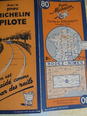 Ancienne Carte Michelin N°80 Rodez Nîmes De 1924 – Super état Pour La Déco Ou Les Collectionneurs