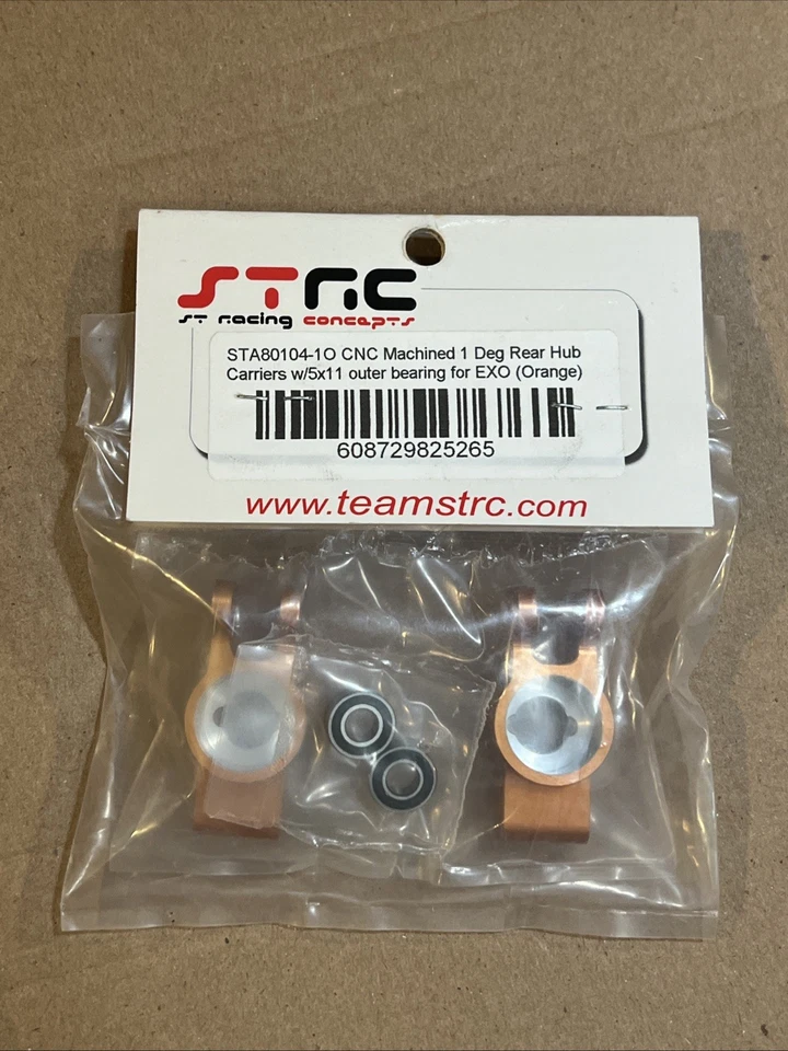 ST Racing Concepts CNC 1DEG EXO Rear Hub Carriers w/5x11 Outer Bearings Orange - Image 2 of 3