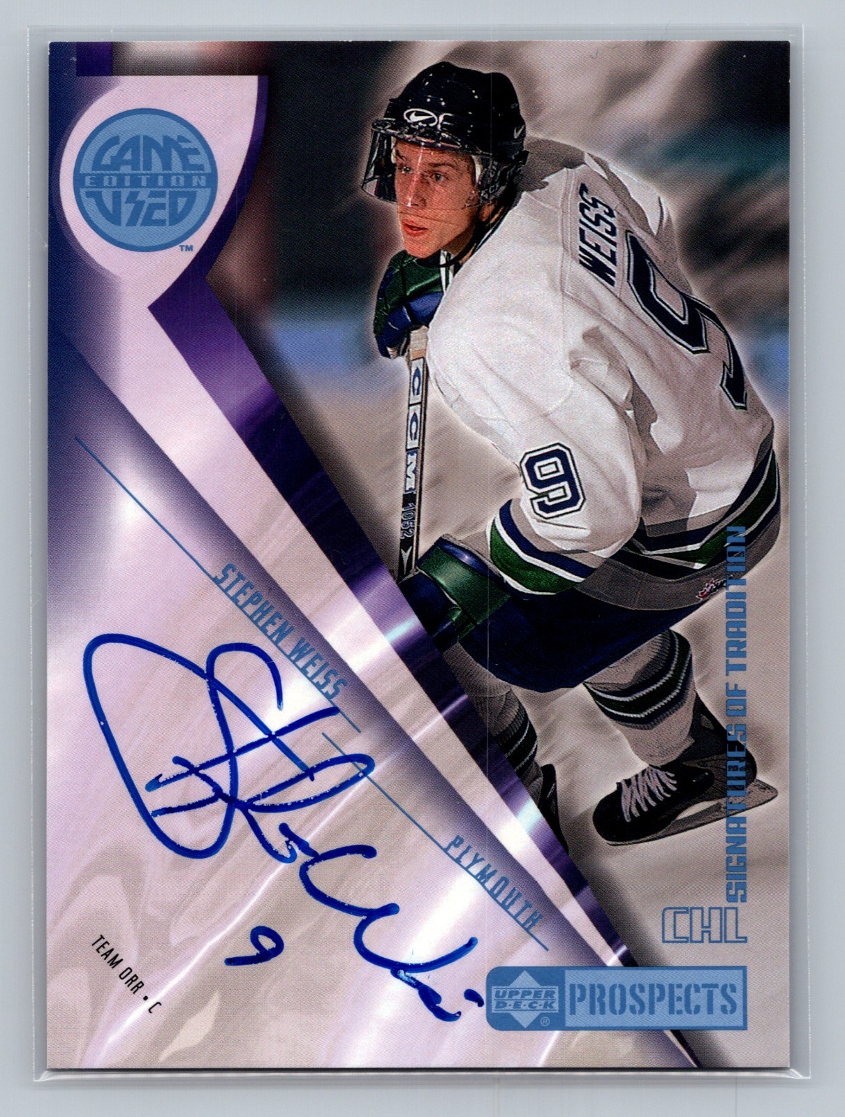 2001-02 Upper Deck CHL Prospects Game Used Edition Stephen Weiss Rookie Auto RC