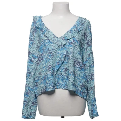 Zara, chemisier, taille : XL, bleu/blanc, viscose, peau de serpent, femme #BPE - Photo 1/4