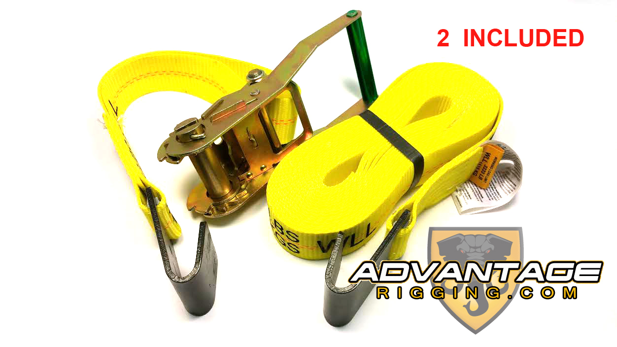 3/8" Transport Hauling (2) Ratchet Binders 20' Foot Chains Ratchet