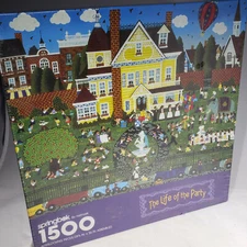 Springbok The Life of the Party Jigsaw Puzzle Folk Art 1500 Piece Factory Sealed