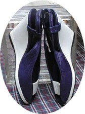 SACHA OF LONDON Purple White Leather Peep Toe Sling Back Wedge Heels 5.5 M
