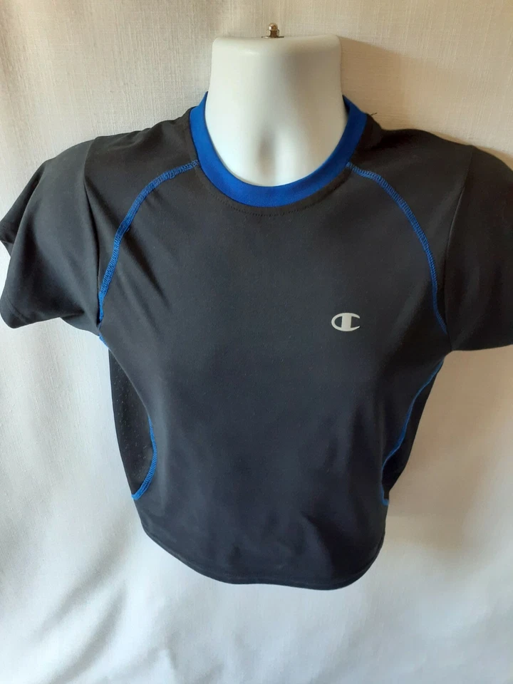 Blusa Champion Boys preta com acabamento azul activewear tamanho M - Imagem 3 de 4