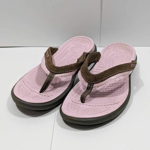 Crocs Womens Flip Flop Thong Sandals Brown Pink Suede Comfort Slip On 8 | eBay