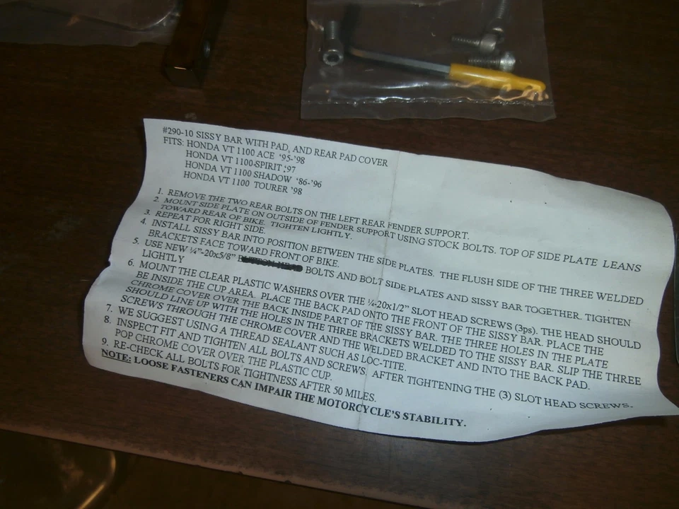 95 96 97 98 Honda VT 1100 ACE 97 SPIRIT 89-96 SHADOW 98 TOURER MC Respaldo Sissy Foto 3 de 4